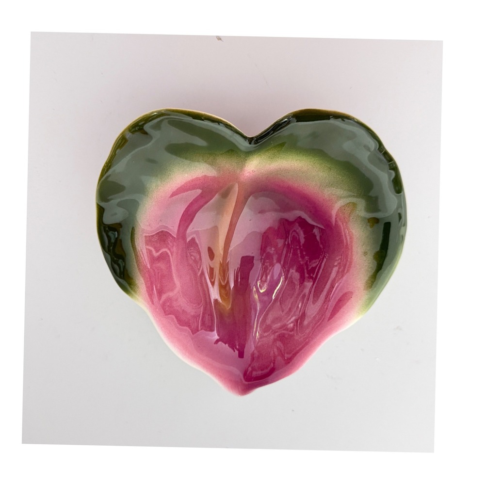 Honolulu Clay Works Calla Lily Bowl Unisex Small Pink Green Studio Pottery Dish